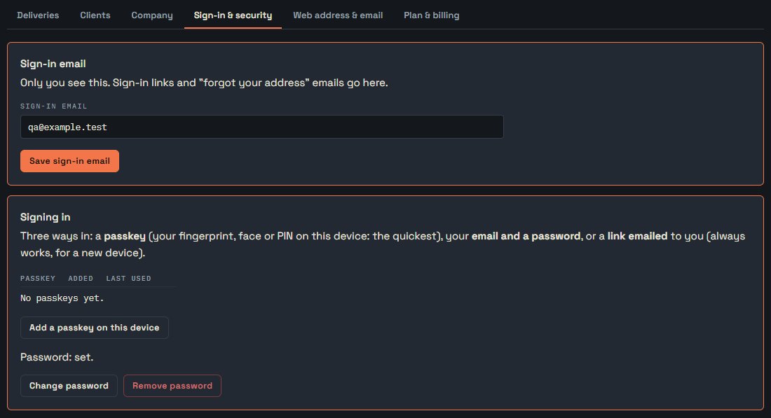 Sign-in and security tab